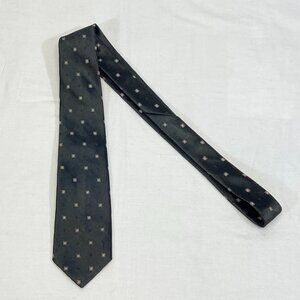 John Weitz Narrow Classic Tiny Geometric Print 3” Neck Tie Black Gold 80’s
